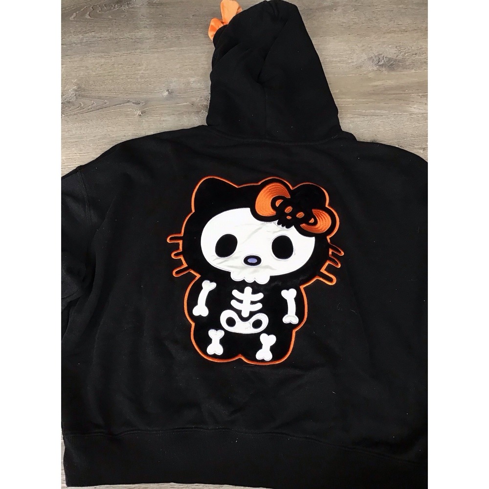 FOREVER 21 Hello Kitty skeleton hoodie Large L X Ray Halloween Oversized Boxy